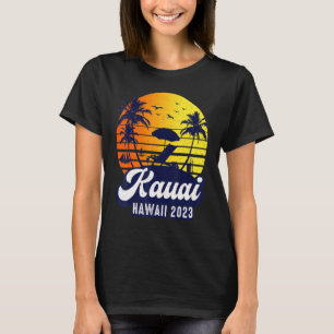 Kauai Hawaii 2023 Hawaiian Sunset Beach Retro T-Shirt