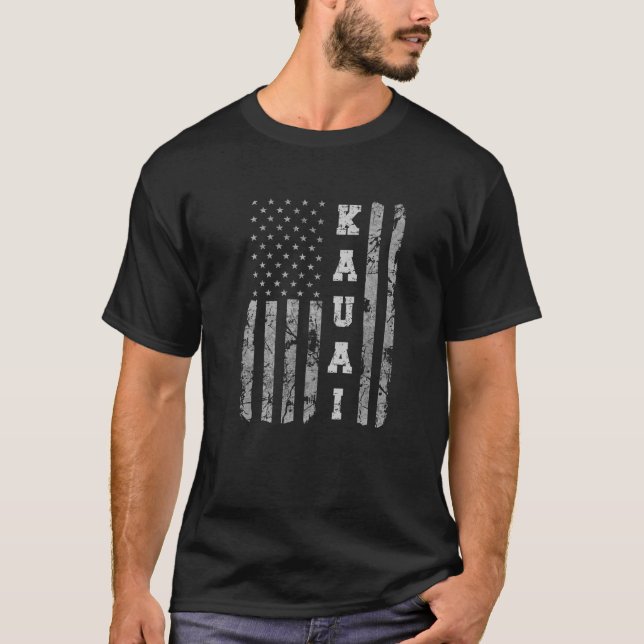 Kauai, Hawaii, American Flag T-Shirt (Front)
