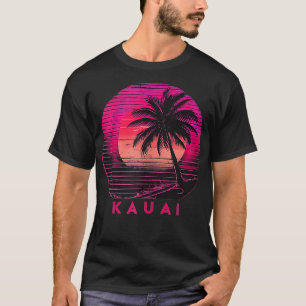 Kauai Hawaii Beach 80s Vintage Palm Trees Aloha Re T-Shirt