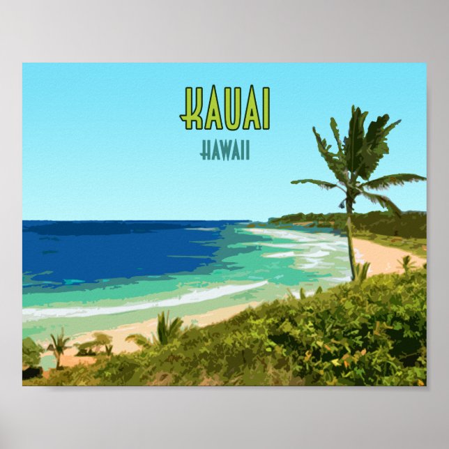 Kauai Hawaii Coast Beach Vintage Poster (Front)