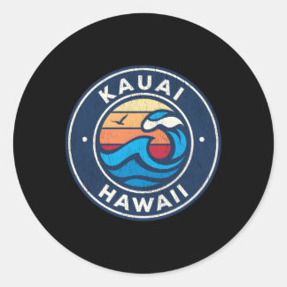Kauai Hawaii Hi Nautical Waves Classic Round Sticker
