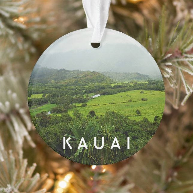 Kauai, Hawaii Landscape 2 Photo & Text Ornament (Tree)
