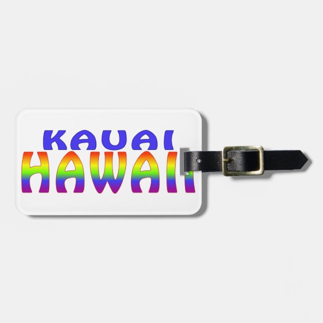 Kauai Hawaii rainbow words Luggage Tag (Front Horizontal)