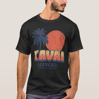 Kauai Hawaii Retro Sunset Palm Tree Cute Hawaiian  T-Shirt