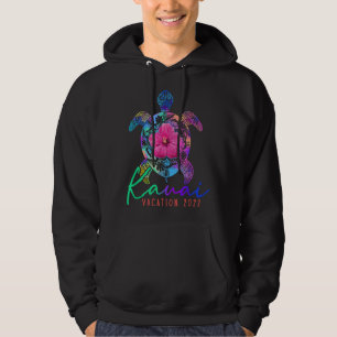 Kauai Hawaii Vacation 2022 Sea Turtle Flower Tropi Hoodie