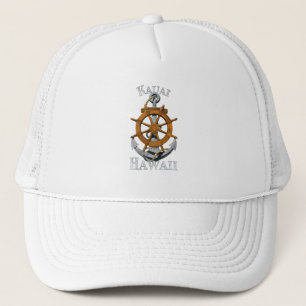 Kauai Hawaii Vacation Nautical Anchor Helm Sailing Trucker Hat