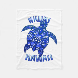 Kauai Hawaii Vacation Tribal Turtle Fleece Blanket