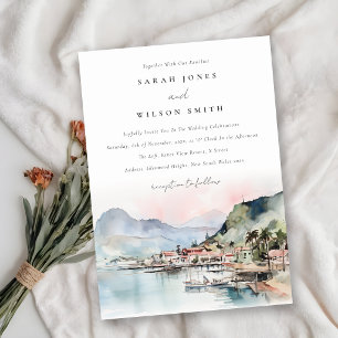 Kauai Hawaii Watercolor Landscape Wedding Invitation
