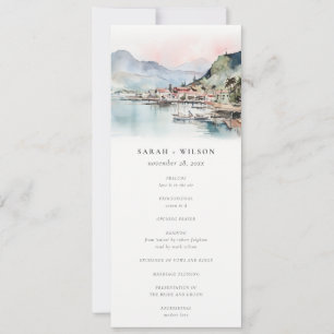 Kauai Hawaii Watercolor Landscape Wedding Program