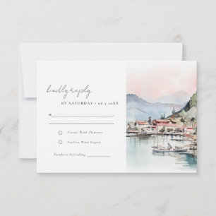 Kauai Hawaii Watercolor Landscape Wedding RSVP Card