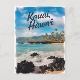 Kauai Hawaii Watercolor Painting Postcard