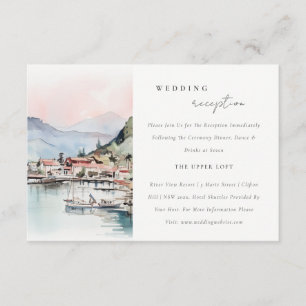 Kauai Hawaii Watercolor Scape Wedding Reception Enclosure Card
