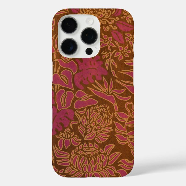 Kauai Morning Hawaiian Protea Faux Wood Floral Case-Mate iPhone Case (Back)