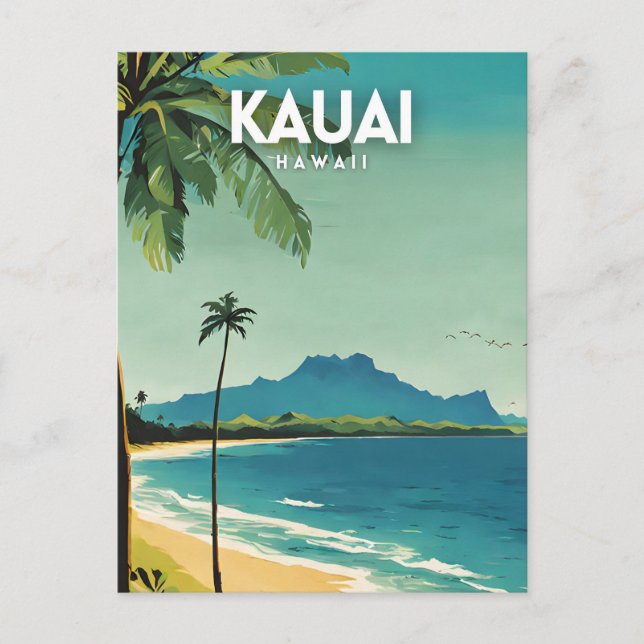 Kauai Nostalgic Vintage Travel Art Postcard (Front)