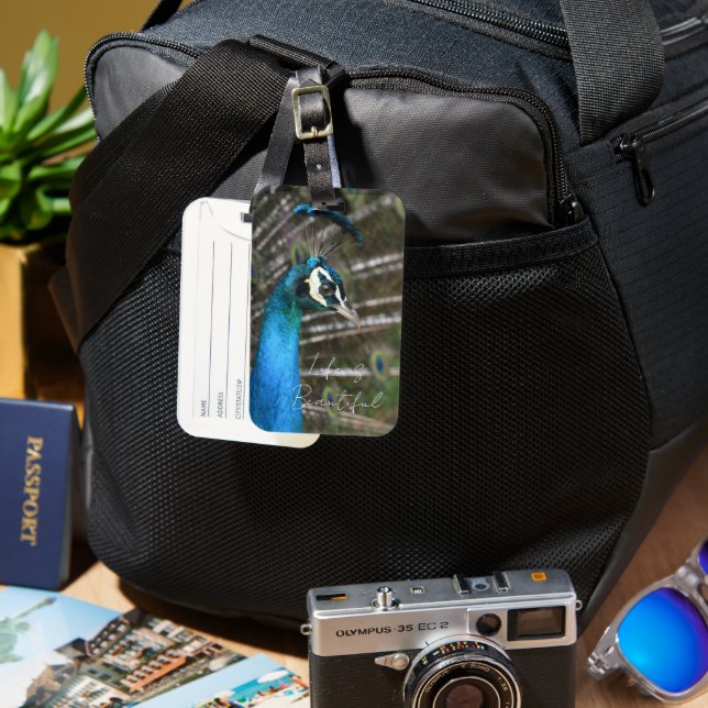 Kauai Peacock  Luggage Tag (Front & Back)