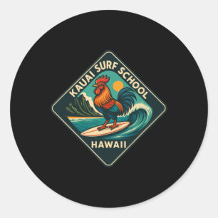 Kauai Surf Rooster Chicken Classic Round Sticker