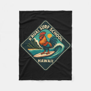 Kauai Surf Rooster Chicken  Fleece Blanket