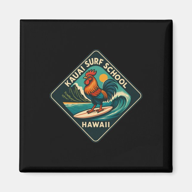 Kauai Surf Rooster Chicken  Magnet (Front)