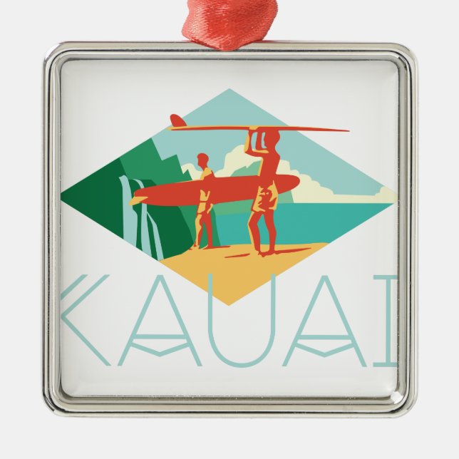 Kauai Surfers Metal Ornament (Front)
