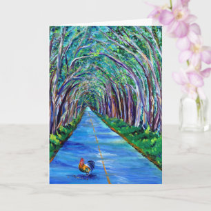 Kauai Tree Tunnel with Rooster Greeting Card