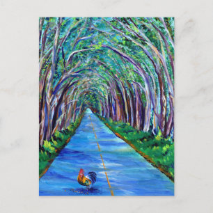 Kauai Tree Tunnel with Rooster Postcard