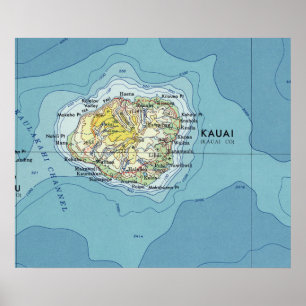 Kauai Vintage Map  Poster