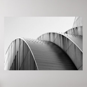 Kauffman Centre Black and White Curves Kansas City Poster