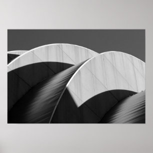 Kauffman Centre Curves and Shadows Black and White Poster