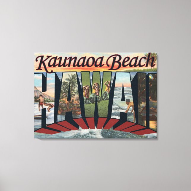 Kaunaoa Beach, Hawaii - Large Letter Scenes Canvas Print (Front)