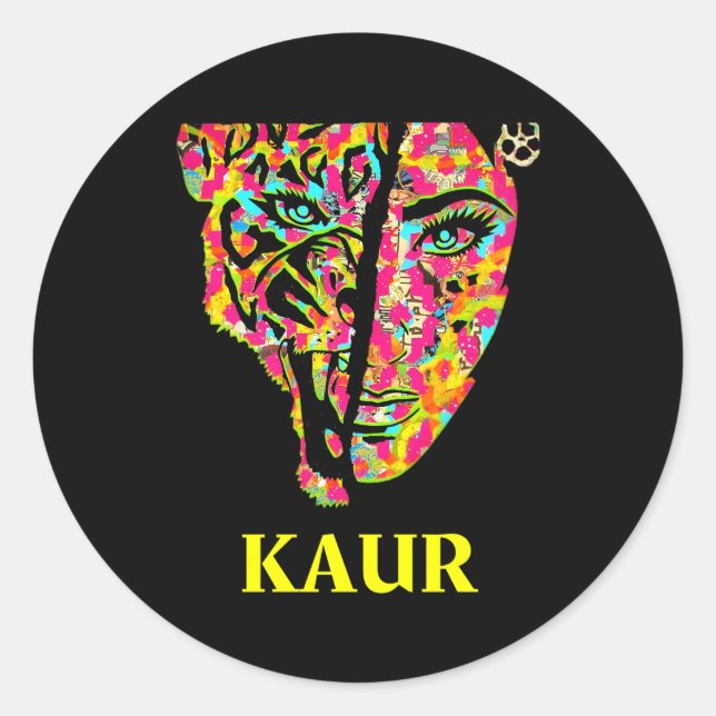 Kaur Sherni LionSardarni Sikh Punjabi Empowert Classic Round Sticker (Front)