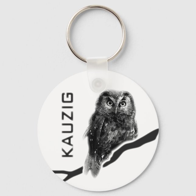 Kauz Eule Uhu käuzchen owl bird kauzig Keychain (Front)