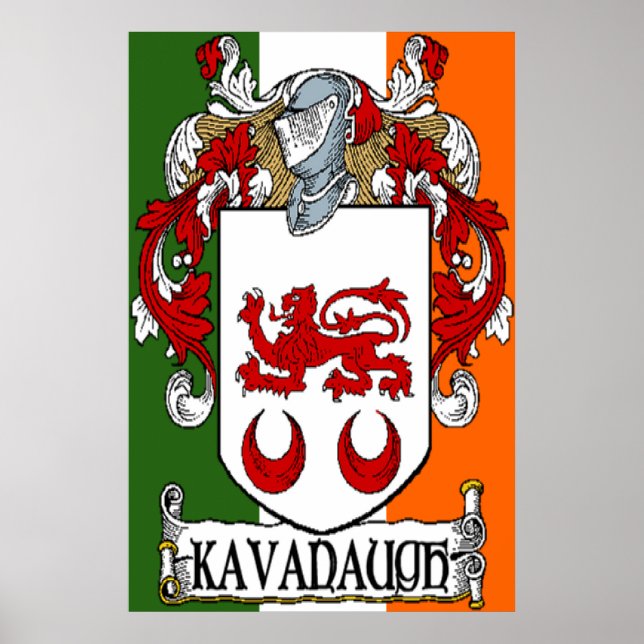 Kavanaugh Coat of Arms Irish Flag Print (Front)