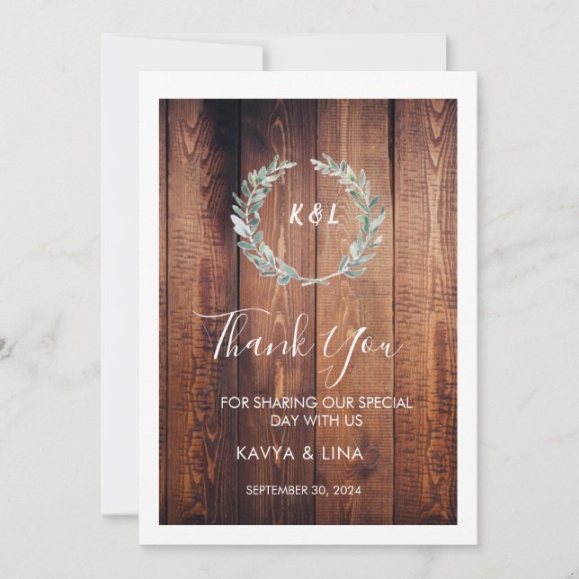 Kavya & Lina's Rustic Wedding on September 30th Invitation (Front)