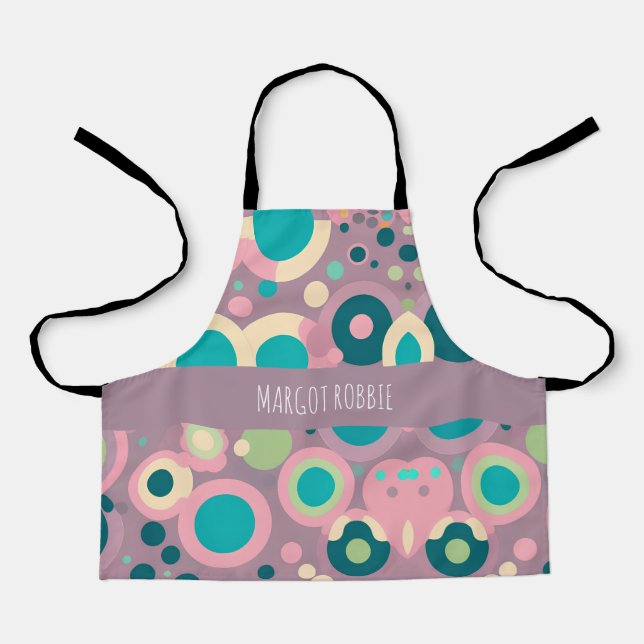 Kawai Circle Pink Navy Isometric Pattern Apron (Front)