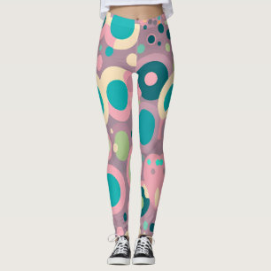 Kawai Circle Pink Navy Isometric Pattern Leggings