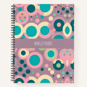 Kawai Circle Pink Navy Isometric Pattern Notebook