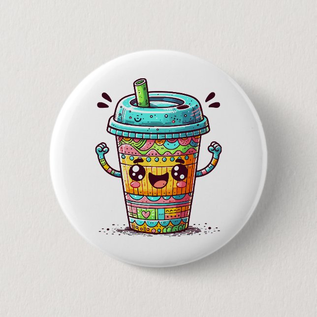 Kawai Coffee 2 Inch Round Button (Front)