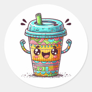 Kawai Coffee Classic Round Sticker
