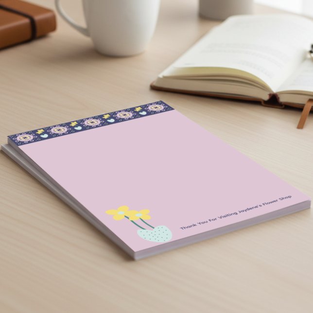 Kawai Floral in Soft Pastel Colors Stationery (Cute pink Kawai writing paper for a flower shop or home. Customize the bottom area.)