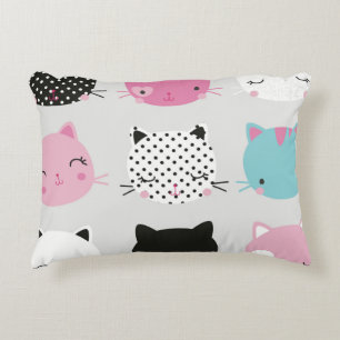 Kawai kitty head multi colour cute girly chic fun decorative pillow