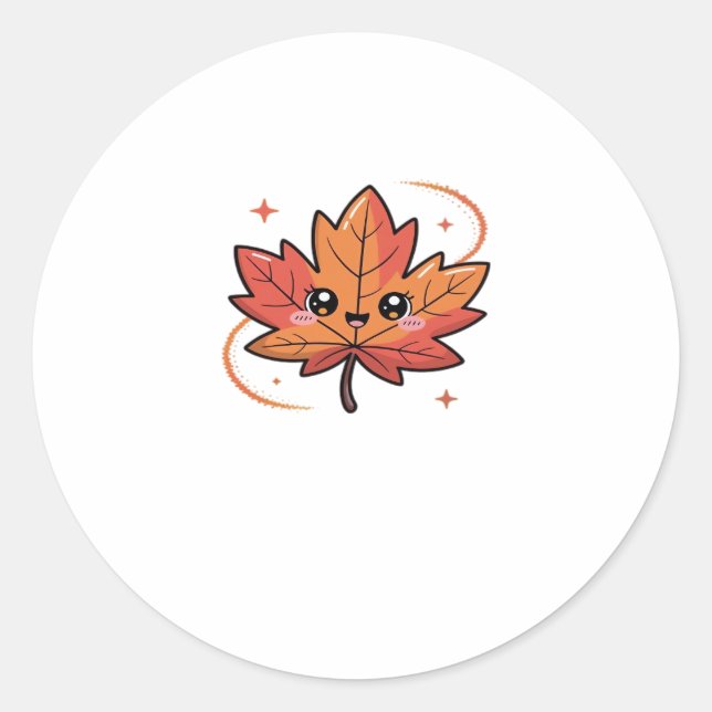 kawai leaf, Classic T-Shirt Classic Round Sticker (Front)