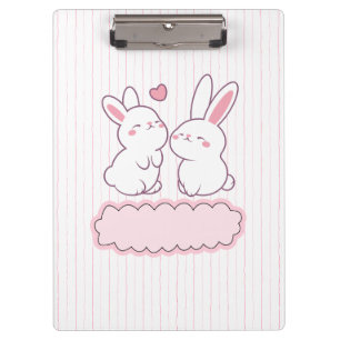 Kawai pink rabbit clipboard