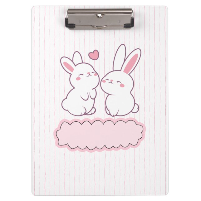 Kawai pink rabbit clipboard (Front)