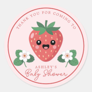 Kawai Strawberry Baby Shower Thank You Classic Round Sticker