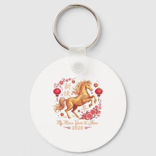 Kawaii 2026 Crazy Horse Lady Mane Year To Shine Fo Keychain