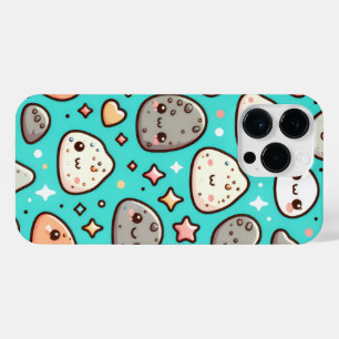 Kawaii Aesthetic iPhone Case – Teal Background