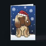 Kawaii Afghan Hound Christmas Card<br><div class="desc">Send Afghan Hound Christmas Cards to all the dog lovers this year! A cute fawn kawaii Afghan Hound cartoon sits upon freshly fallen snow wearing a Santa cap, while snowflakes drift gently down all around him. The inside also has snowflakes and reads, "Happy Holidays!" You can customize the text to...</div>