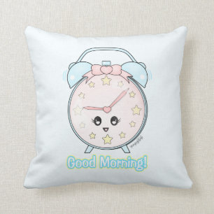 Kawaii Alarm Clock Throw Pillow