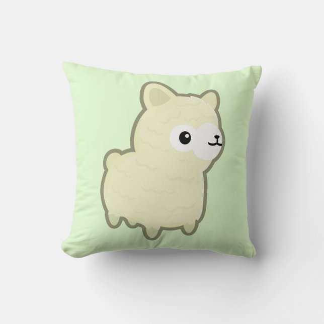 Kawaii alpaca throw pillow (Front)
