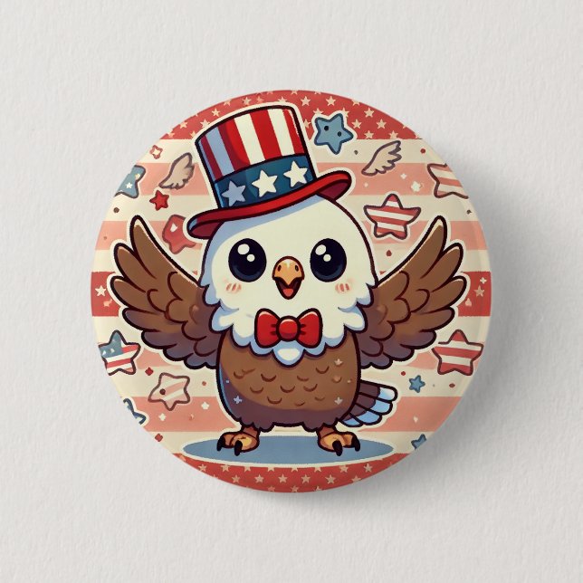 Kawaii American Eagle 2 Inch Round Button (Front)